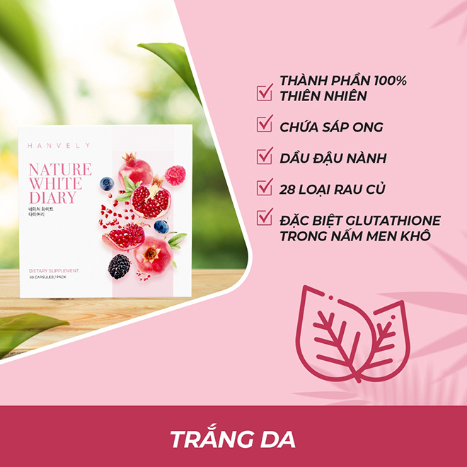 Viên uống Hanvely Natural White Diary và 7 điều bạn cần biết Thanh phan vien uong Hanvely - Viên uống Hanvely Natural White Diary và 7 điều bạn cần biết